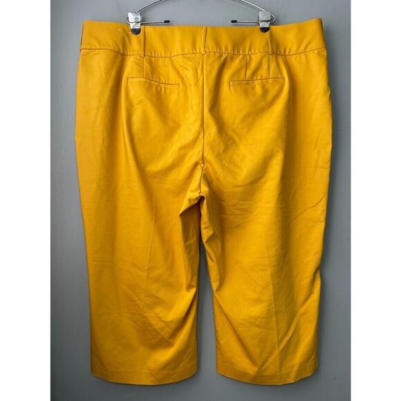 Lane Bryant Plus Size 28 Laney Yellow Capris Crop Pants Classic Wide Leg Twee - Picture 4 of 14